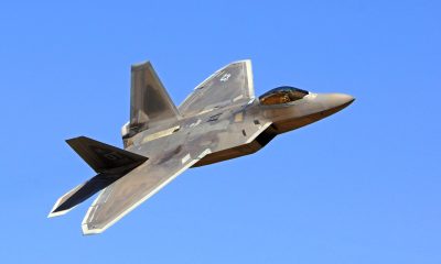 F-22 Raptor Jet Airplane flying at 2015 Planes of Fame Air Show in Chino, California